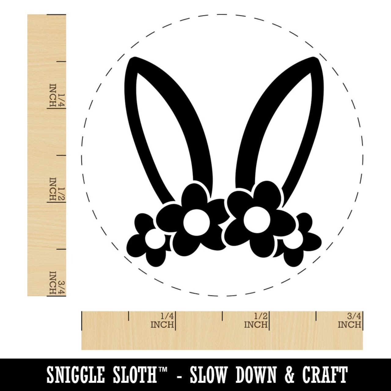 Easter Bunny Ears with Flower Crown Self-Inking Rubber Stamp for Stamping Crafting Planners